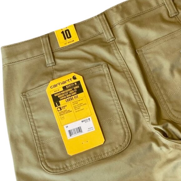 Carhartt Rugged Flex Loose Fit Canvas Work Shorts Women's 10 Dark Khaki NWT - Picture 8 of 9